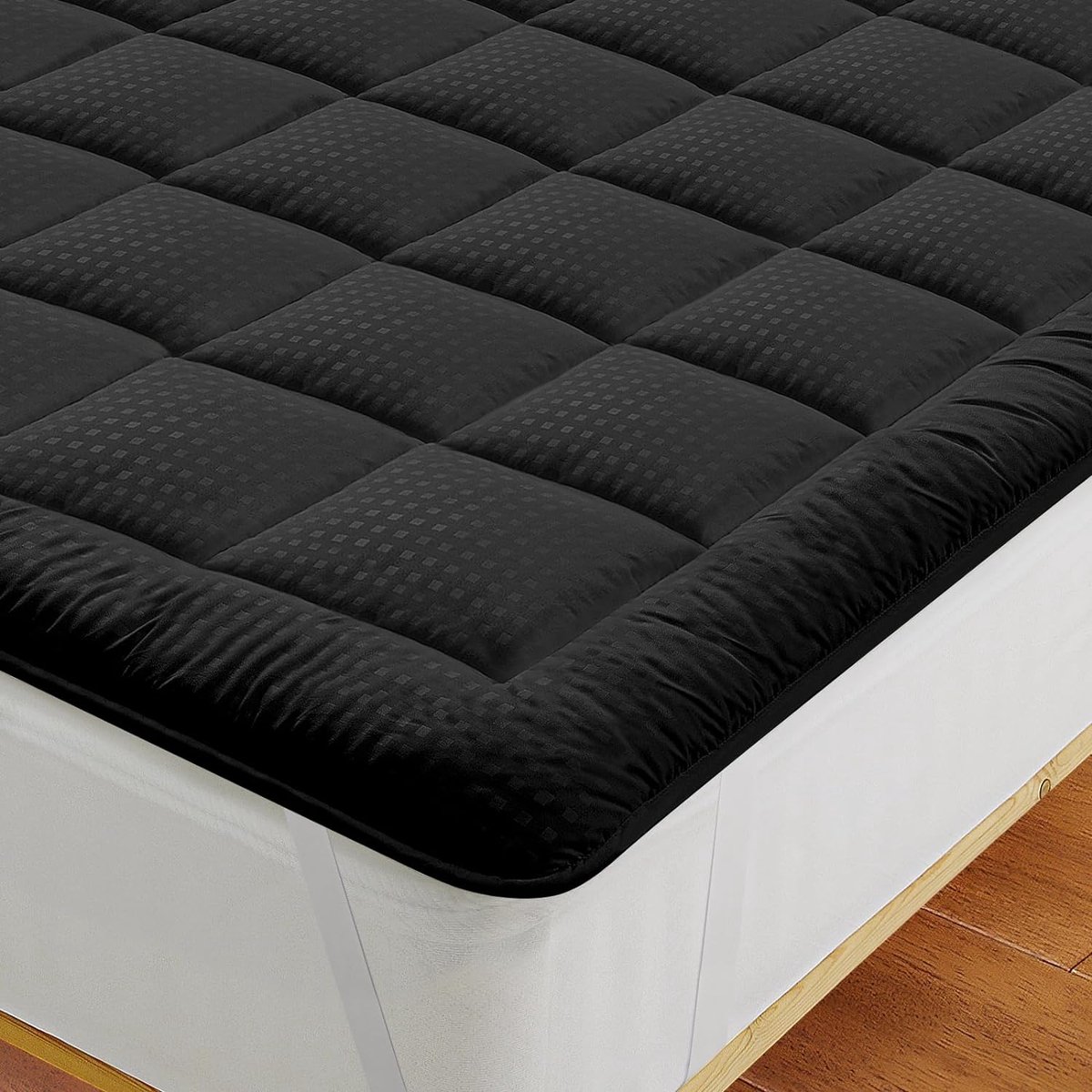 Matrasbeschermer, microvezel, 90 x 200 cm, matrasbeschermer voor matrassen, boxspring tot 20-30 cm, matrasbeschermhoezen, geschikt voor mensen met allergieën, donkergrijs