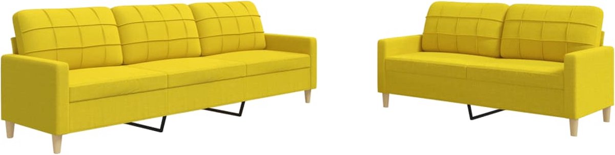 vidaXL - 2-delige - Loungeset - stof - lichtgeel