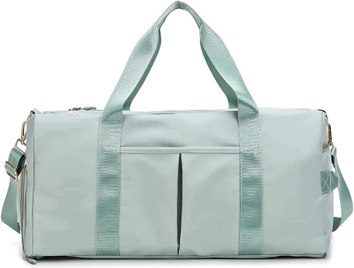Reizen Duffel Bag Sport - Weekend Schoudertas Vrouwen/Mannen - Grote Gym Tote Bag Ultra-Lichte Nachttas - Carry On Bagage Ziekenhuistas met Schoenen Compartiment en Natte Zak - Groen - Nylon
