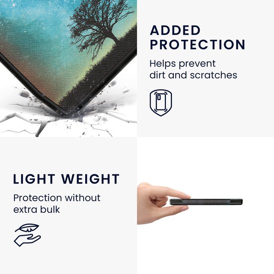 kwmobile e-reader hoesje geschikt voor Pocketbook Era / Era Color hoes - E reader flip case met magnetische sluiting - Ereader cover - Sterrenstelsel en Boom design in blauw / grijs / zwart van Merkloos — afbeelding 4