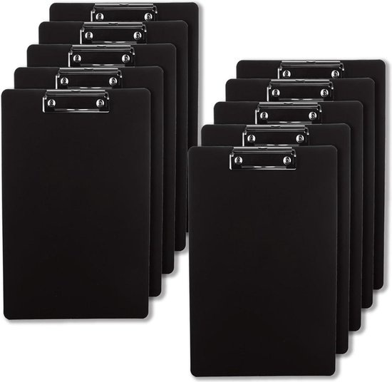 Klemplanken, A4, kunststof, schrijfplank, transparant, met metalen klem, voor memo-formaat, documenten, menu, rekeningen, 6 kleuren