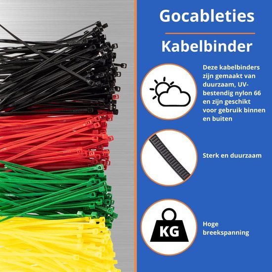 EzySup Tie Wraps Kabelbinders,550 mm x 9 mm,Treksterkte 80 kg, 100 Stuks, Zwart