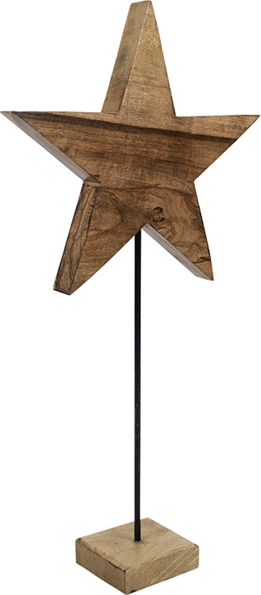 staande ster mango hout 60cm