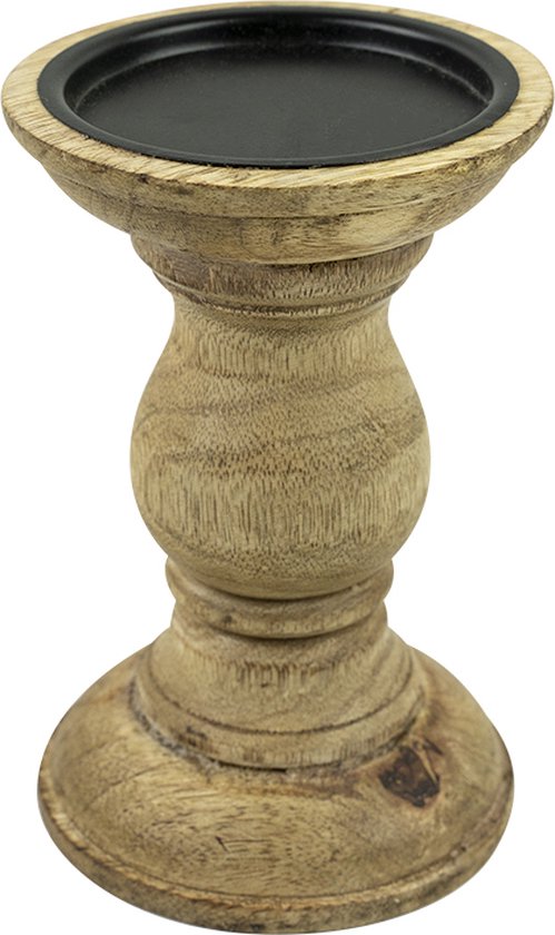 Bougeoir rond bois de manguier-10x10x15cm