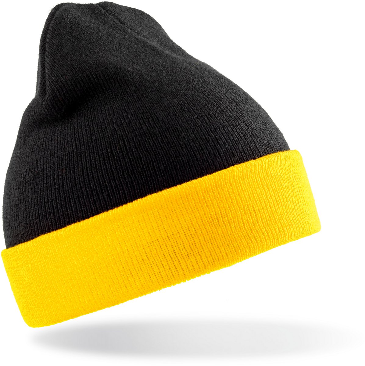 Result Recycled Black Compass Beanie RT930 - Black/Yellow - One size