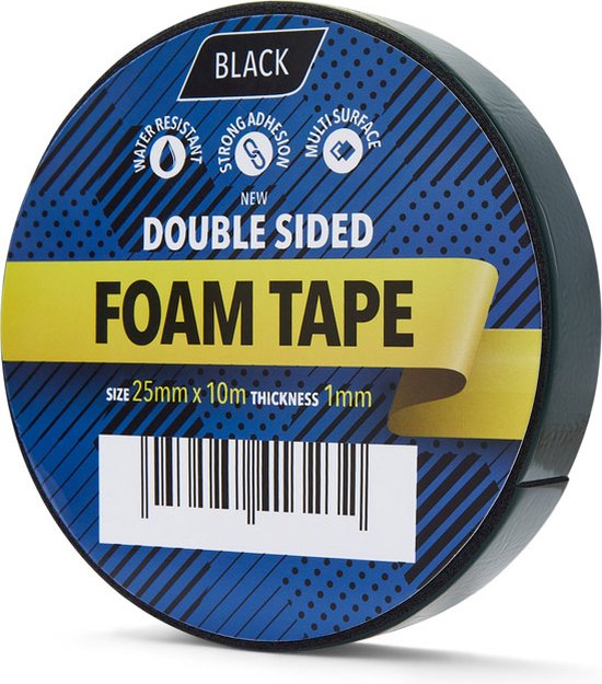 2-pack Zwarte Dubbelzijdige Schuimtape – 10m X 20mm – Waterdicht En UV-bestendig – Voor Binnen En Buiten
