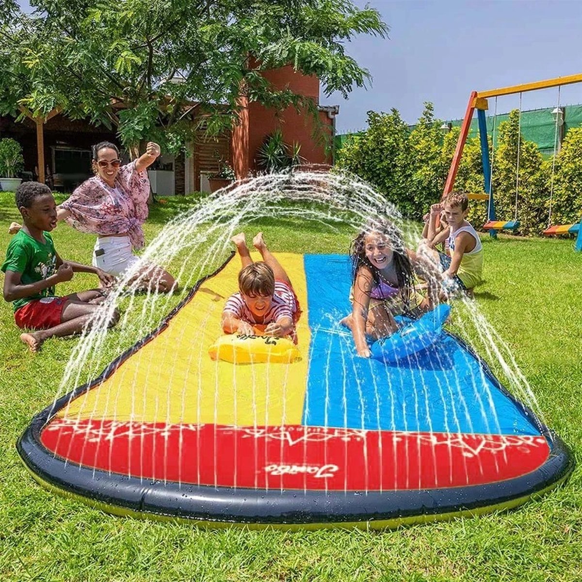 Deze informatie komt later. Amalee Opblaasbare Waterglijbaan Mat Zomer Zwembad Water Speelgoed Buiten Achtertuin Gazon Sproeiers Zomer Speelgoed