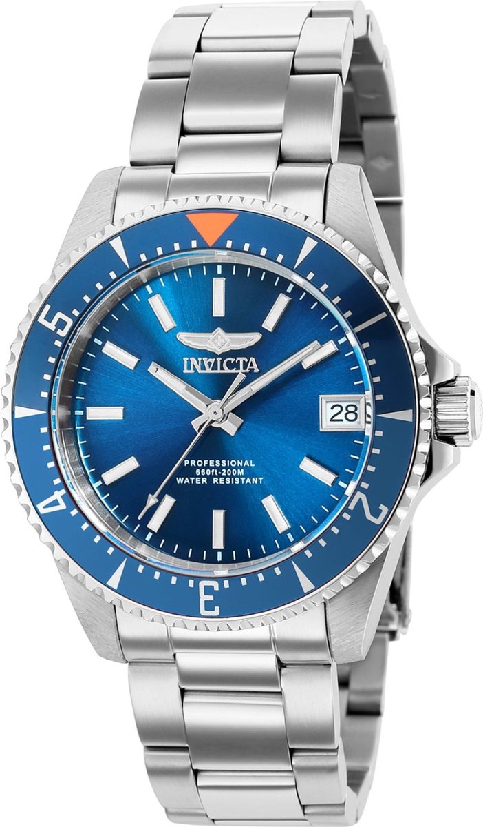 Invicta Pro Diver 36799 Dames Horloge - Waterdicht - Analoog - Automatisch Uurwerk - Roestvrij Staal met blauwe Wijzerplaat - 36mm