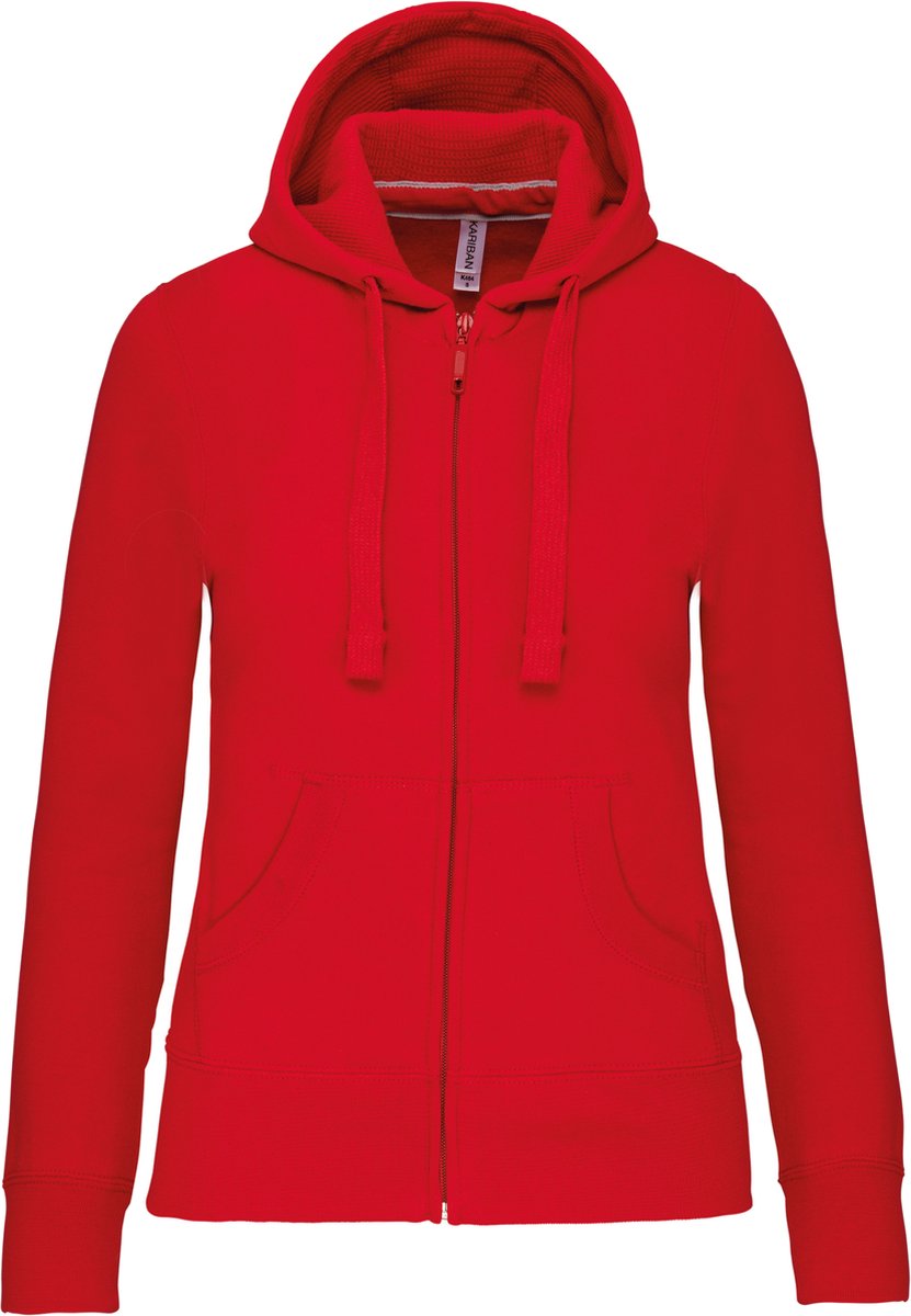 Kariban Damessweater met rits en capuchon K464 - Red - S