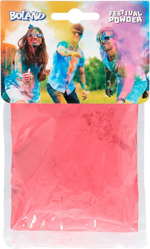 Boland Party Holi poudre de couleur - 5x - rose - 70 grammes - festival/ party - poudre de couleur sacrée