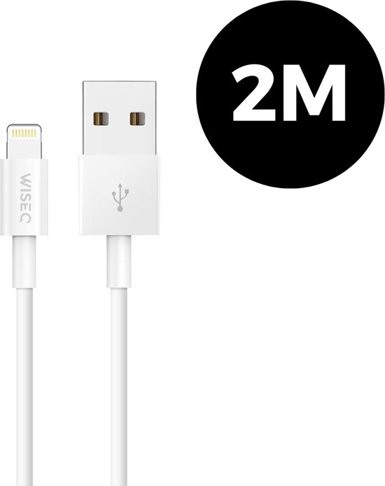 WISEQ Oplaadkabel 2 Meter - USB Kabel geschikt voor Lightning Oplaadkabel - Geschikt Voor Apple iPhone 14 / iPhone 13 / iPhone 12