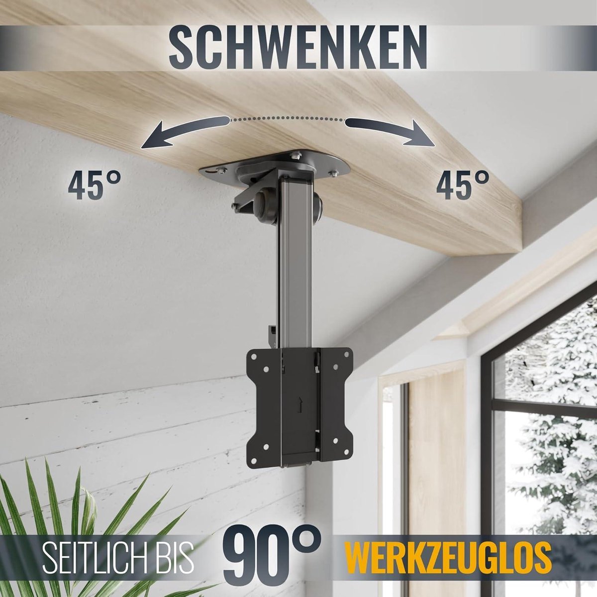 RICOO D0122 TV Plafond-Beugel Draaibaar Kantelbaar 13-33 Inch