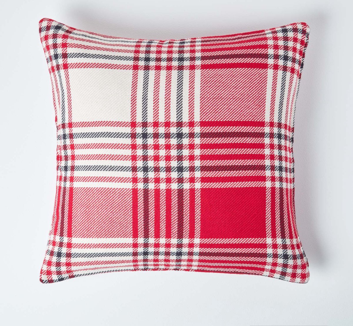 Homescapes Rode Schotse ruit katoenen kussenhoes 45 x 45 cm Rood