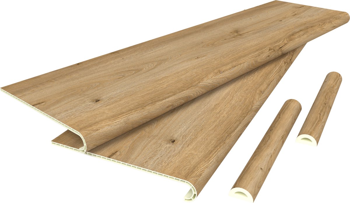 Overzettreden stootborden set van 4 PVC 120x32x4,6 cm eikenkleurig NEU.HOLZ