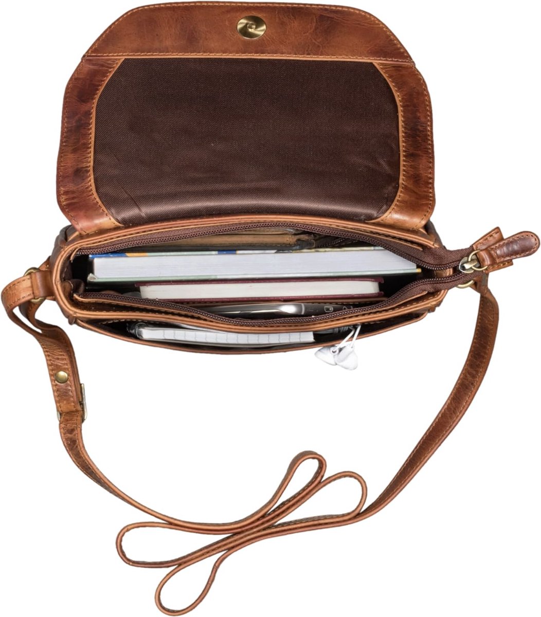 Laptoptas 14 inch Schoudertas heren Handtas Waterdichte tas Leder Cognac - Urban U