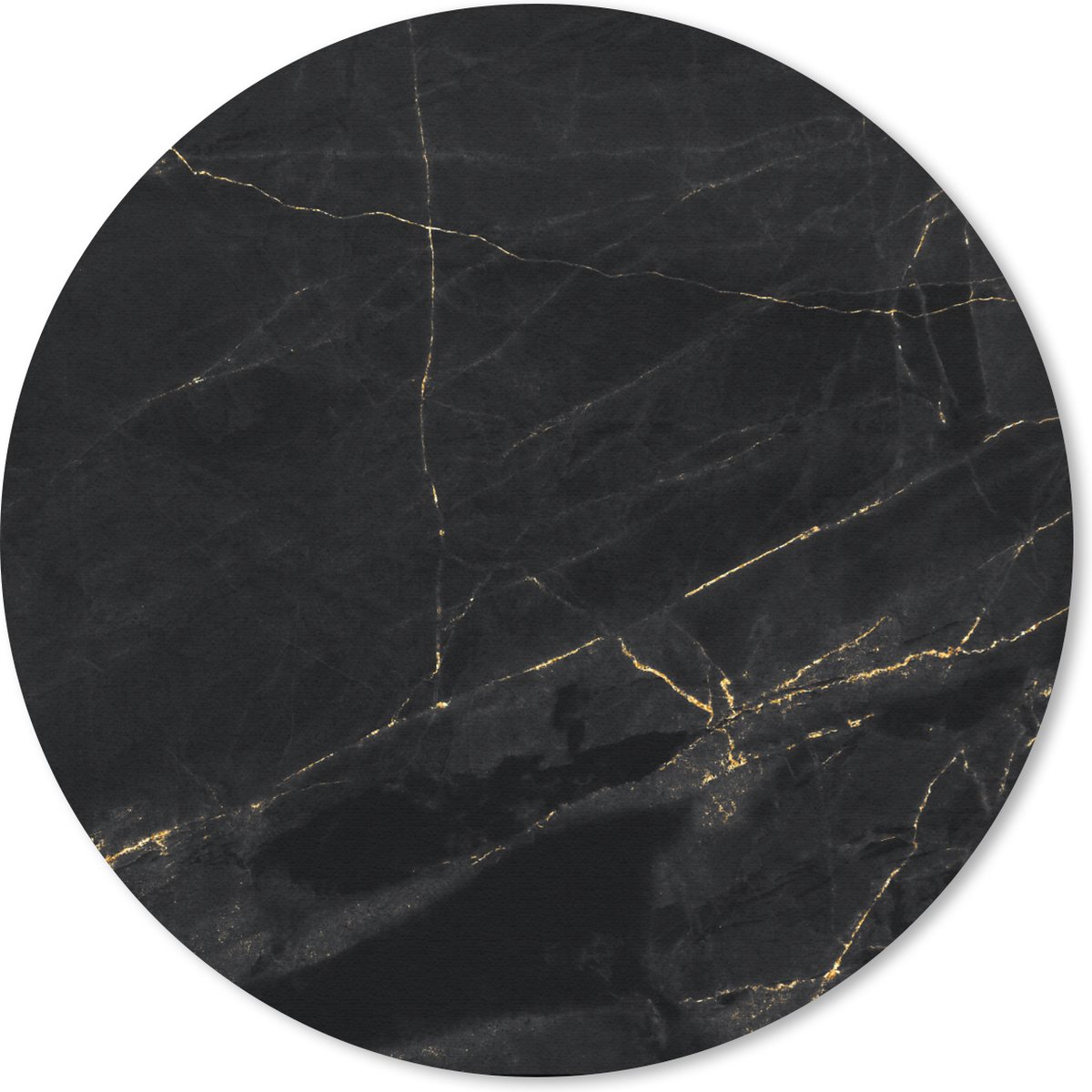 Muismat rond 30x30 cm - Mousepad Marmer look - Luxe - Zwart - Goud - Ronde muismatten