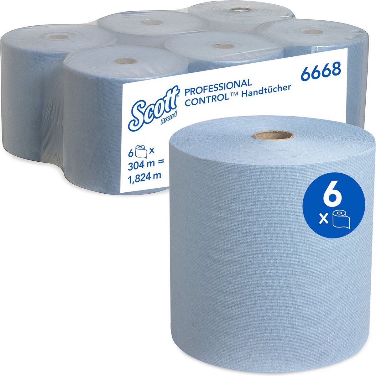 Goedkoopste Scott - Handdoekrol 6668 1laags 304m blauw
