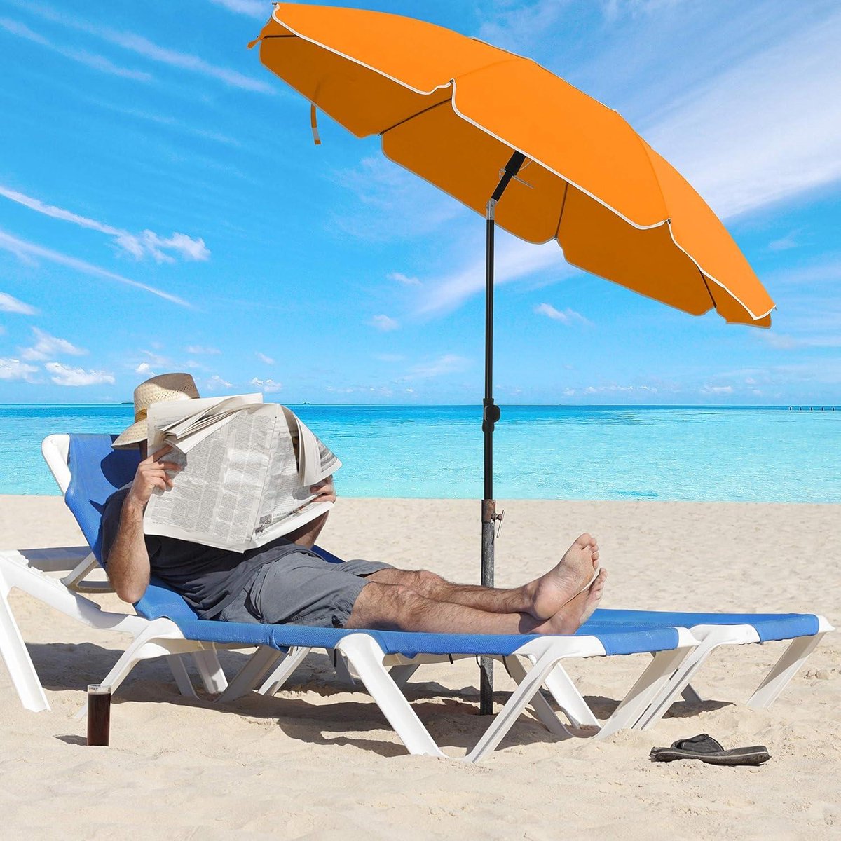 Bol.com Achthoekige tuinparasol Ø160 cm - polyester zonnescherm met draagtas - oranje aanbieding
