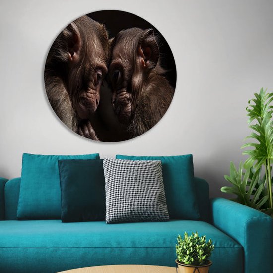 Tableau singe - Tableau Animaux rond - Cercle mural Fourrure - Décoration murale classique - Cercles muraux - Décoration murale cercle mural forex 90x90 cm