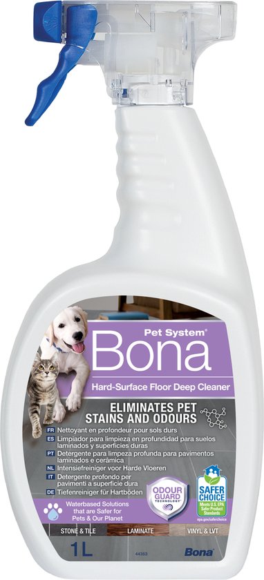 Bona Pet System Intensiefreiniger voor Harde Vloeren 1L - Huisdier Vlekkenreiniger en Geurverwijderaar - Urinegeur Verwijderaar - Stain Remover - Geschikt als Honden en Katten Spray