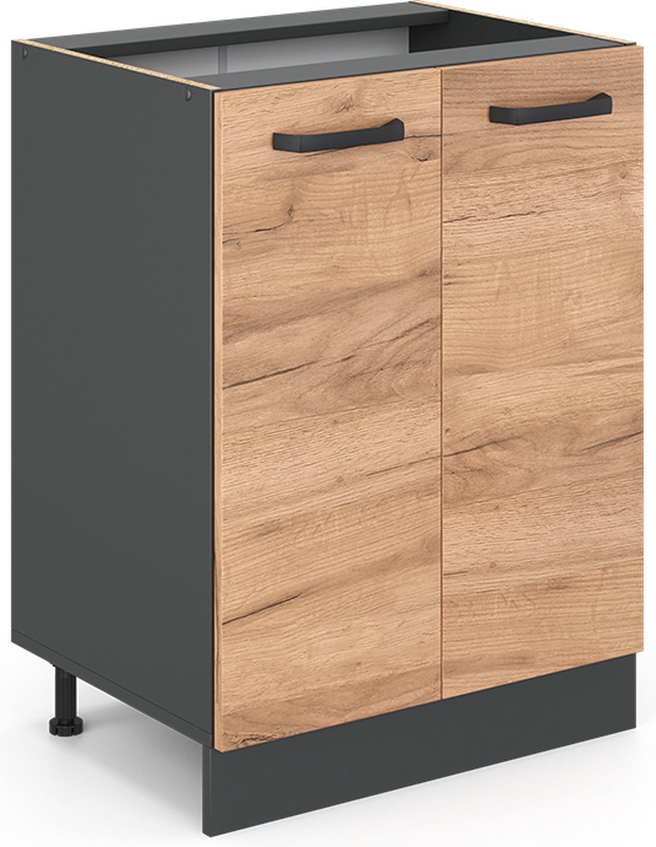 Vicco R-Line Keukenonderkast – 60 cm, WB Antraciet Krachtige eik goud