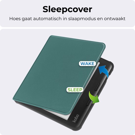 Hoesje Geschikt voor Kobo Libra Colour Hoesje Luxe Bescherm Case - Hoes Geschikt voor Kobo Libra Colour Hoes Book Cover - Donkergroen van Hoesje  — afbeelding 5