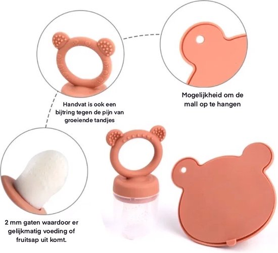 Fruitspeen - Beige - sabbel speen - baby speen - Ijs mal - fruit - bijtring - Fruitspeen - Grote speen - Fruit baby - BPA VRIJ - Speelgoed van Merkloos — afbeelding 4