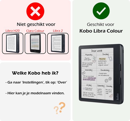 Hoesje Geschikt voor Kobo Libra Colour Hoes Book Case - Hoes Geschikt voor Kobo Libra Colour Hoesje Book Cover Met Screenprotector - Graffity van Hoesje  — afbeelding 2