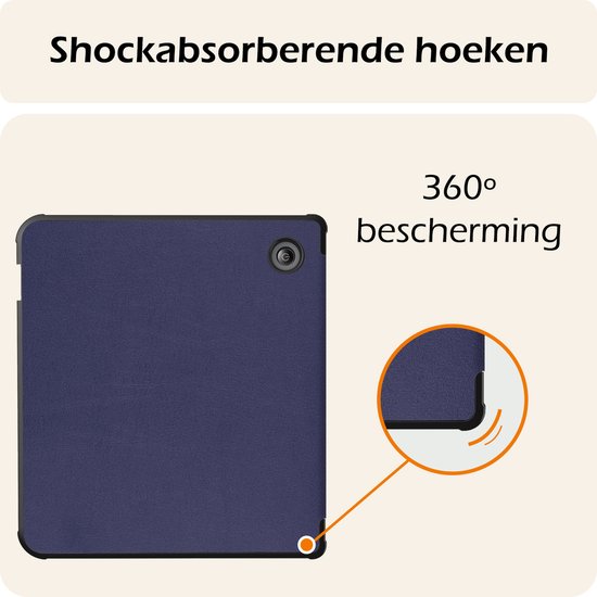 Hoesje Geschikt voor Kobo Libra Colour Hoes Book Case - Hoes Geschikt voor Kobo Libra Colour Hoesje Book Cover Met Screenprotector - Donkerblauw van Hoesje  — afbeelding 5