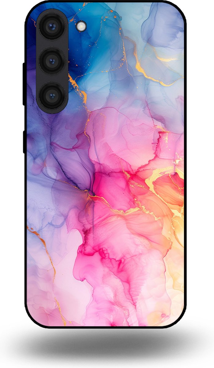 Smartphonica Telefoonhoesje geschikt voor Samsung Galaxy S23 Plus met marmer opdruk - TPU backcover case marble design - Regenboog geschikt voor Samsung Galaxy S23 Plus