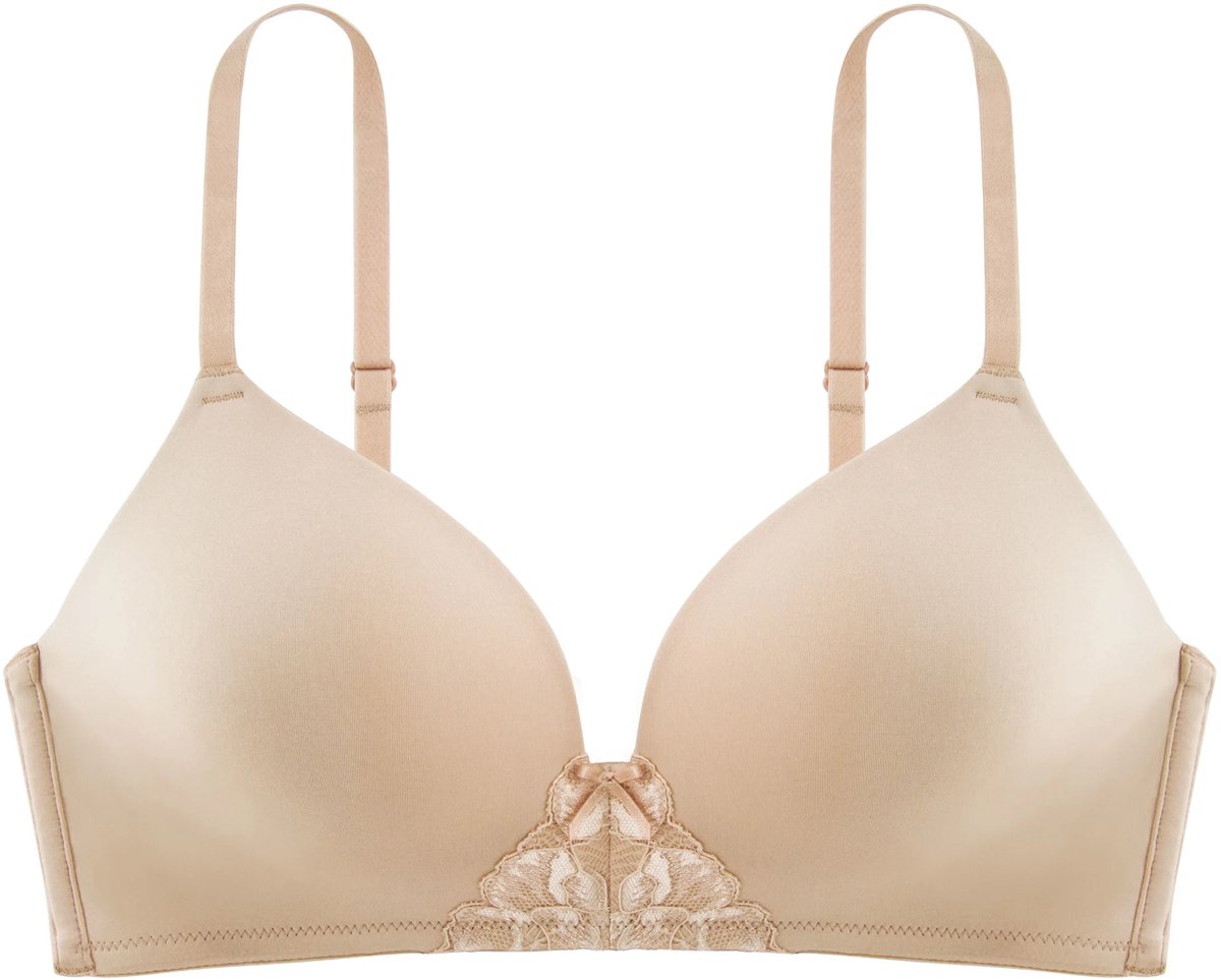 Dorina Voorgevormde BH zonder beugel - Soft Bh - Comfortabele T-shirt bh met dunne bandjes - 85B - Wit