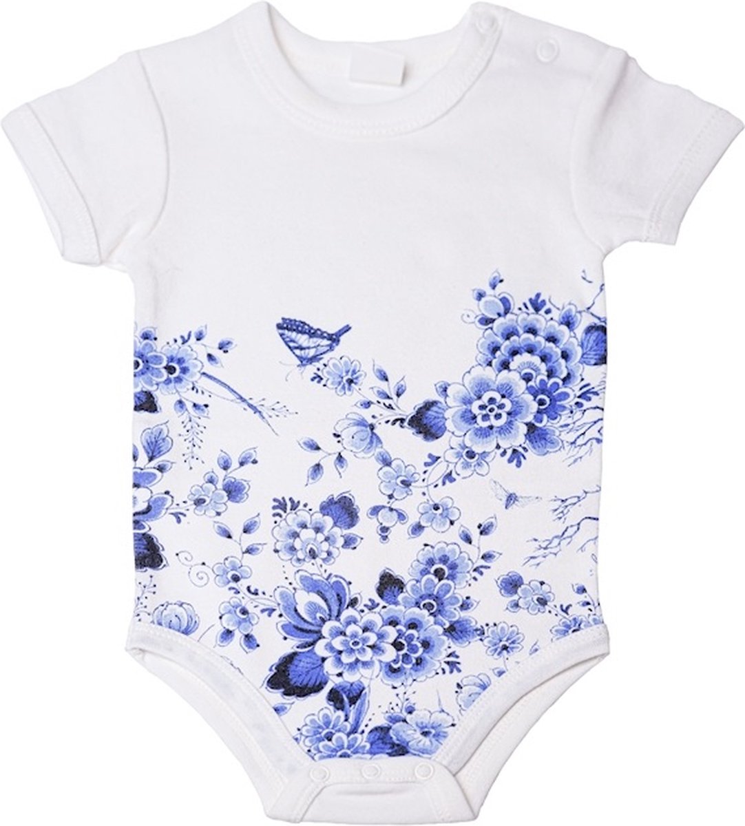 Heinen Delfts Blauw - Baby Romper - Bloemen