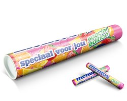 Mega Mentos Fruit Tube - XXL Mentos Fruit Giftroll "Speciaal voor jou" - 950g Mentos Fruit verpakt snoep