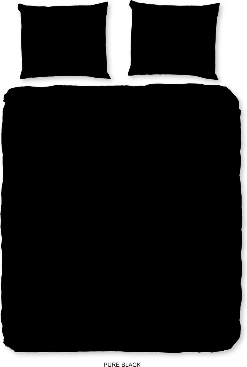Pure dekbedovertrek effen kleur - 2 persoons 200x200/220 cm - Zwart - Microvezel