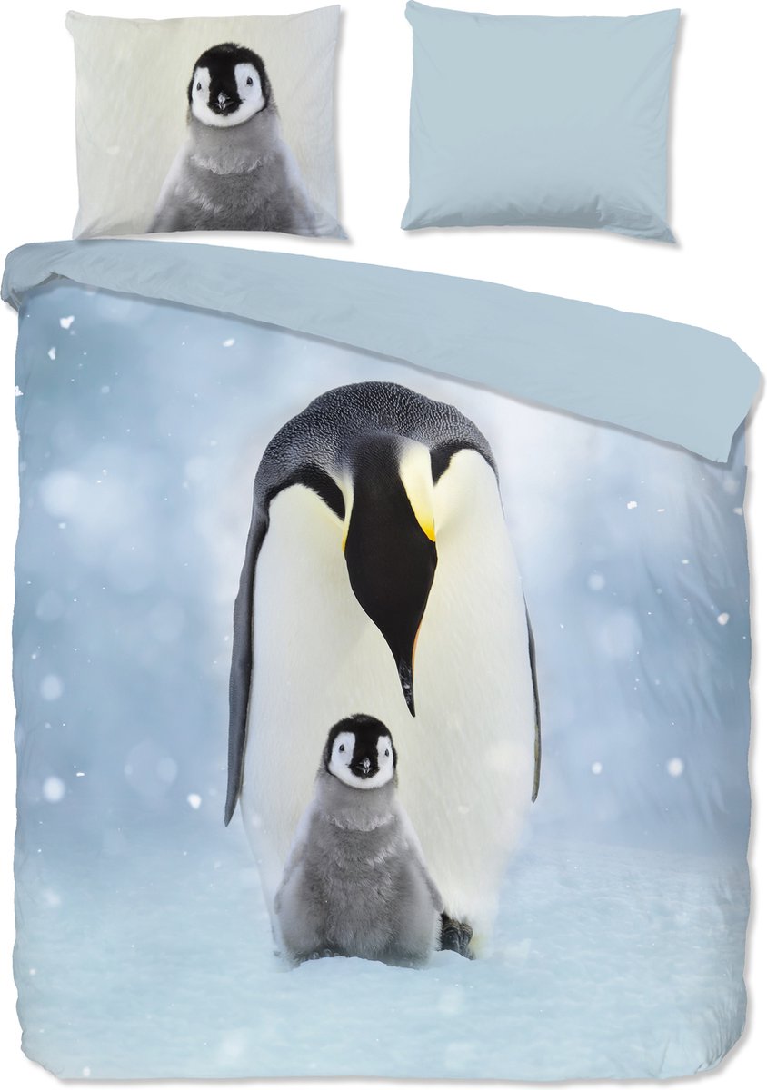 Good Morning dekbedovertrek pinguins - Lits jumeaux 240x200/220 cm - Multi - 100% Katoen flanel