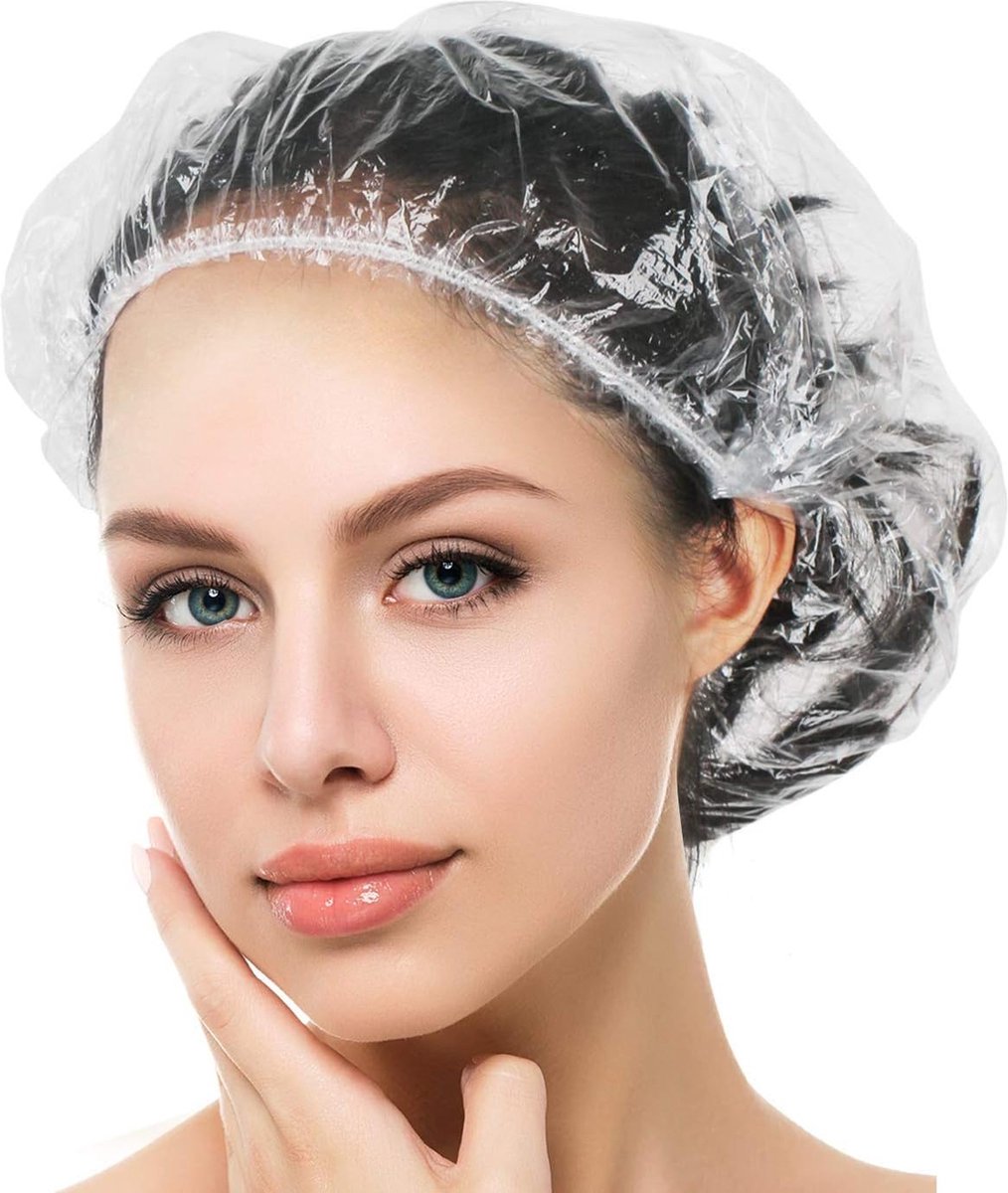 Wegwerp badmutsen 100 stuks Grote dikke doorzichtige waterdichte plastic elastische haar badmutsen voor dames en meisjes Ideaal voor reisspa hotel en thuissalon