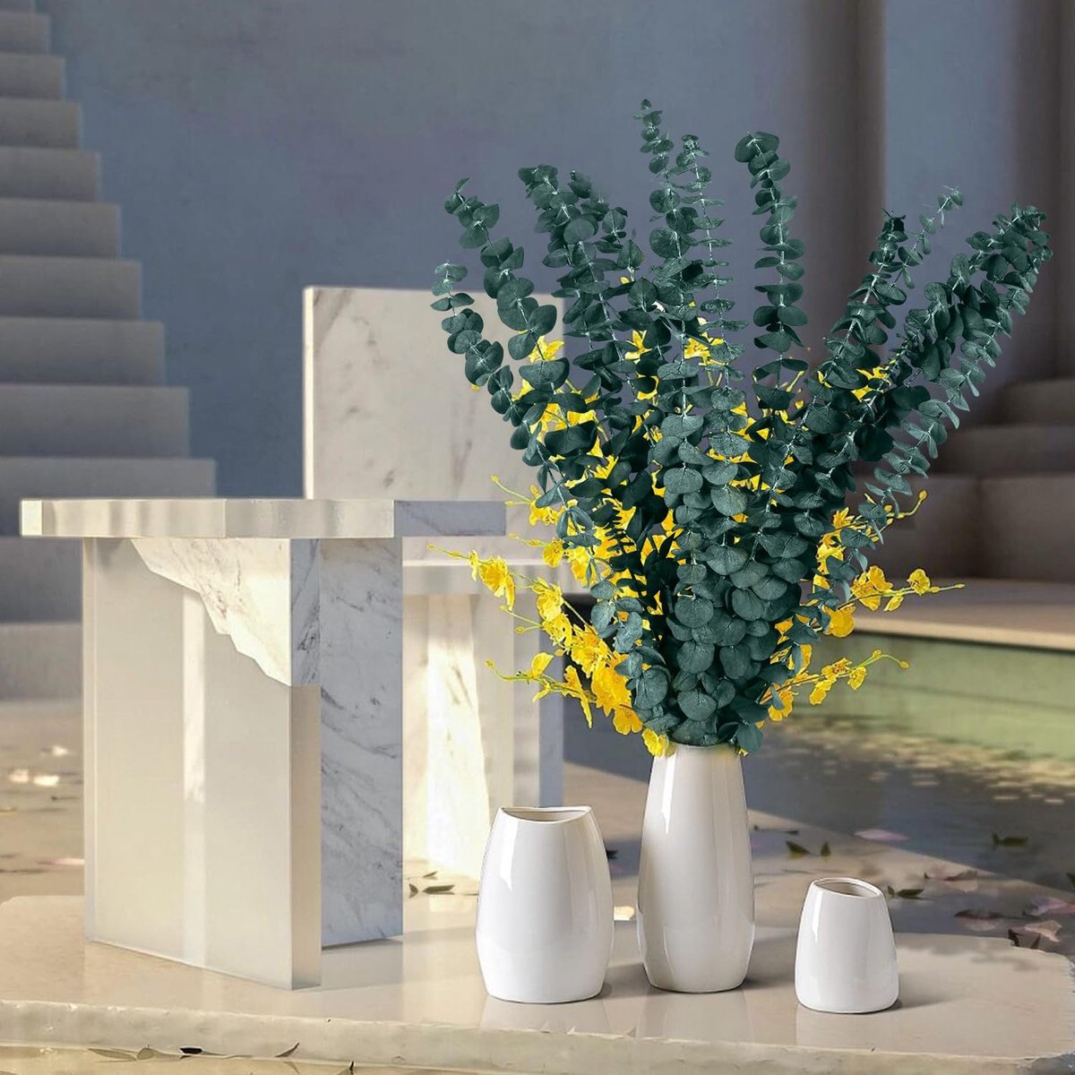 10 Tiges Eucalyptus Séchées Pour Douche - Décor Floral Naturel, Parfum Relaxant Salle De Bain