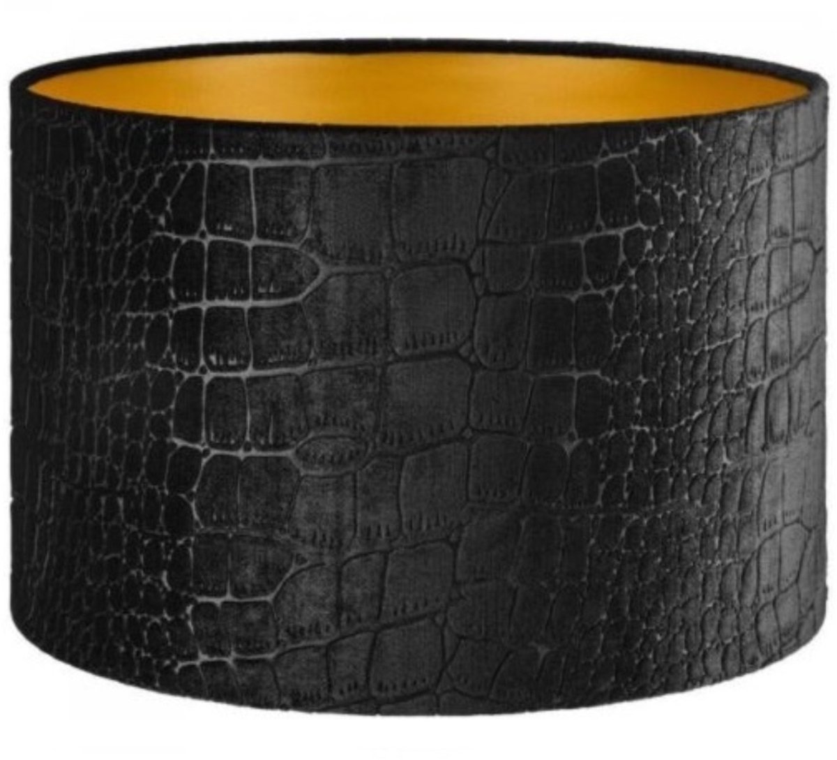 Lampenkap Cilinder Short Croco Velvet Zwart Goud Ø 40cm