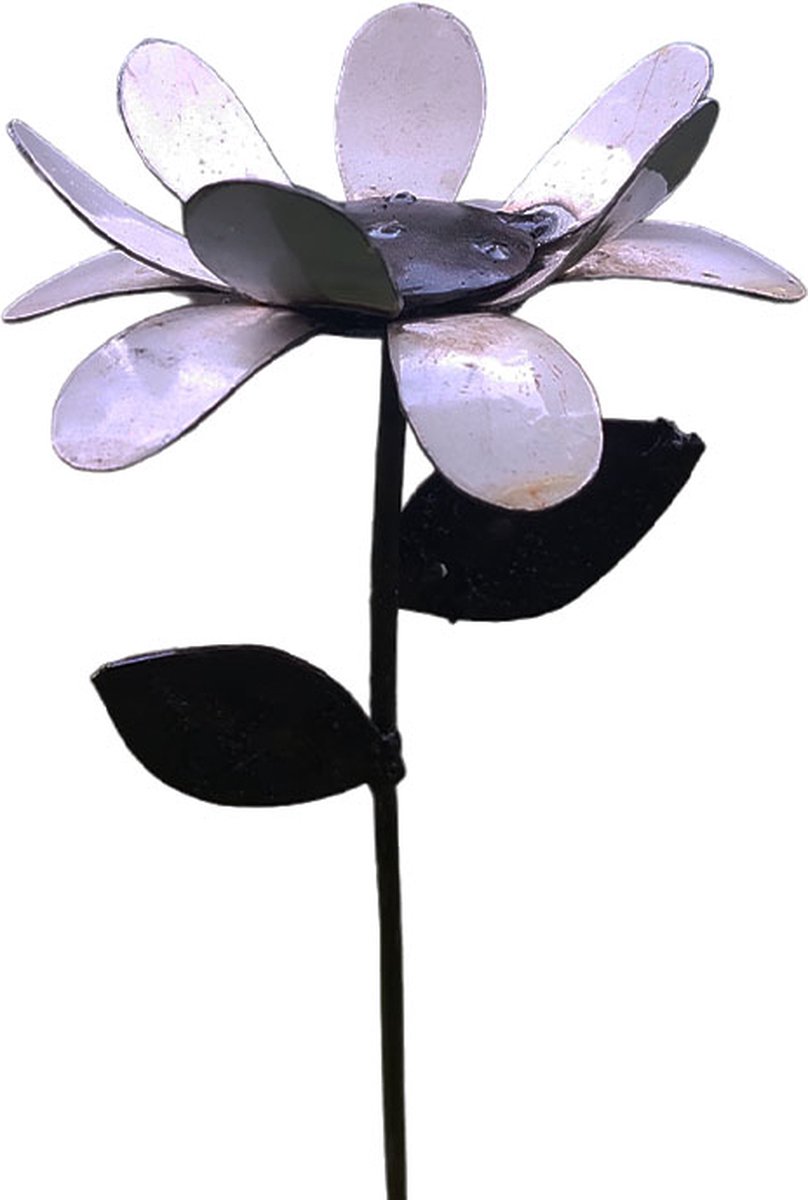 Floz Design bloem grafdecoratie bloem tuinsteker natural kleuren gerecycled metaal fair trade uit Zimbabwe