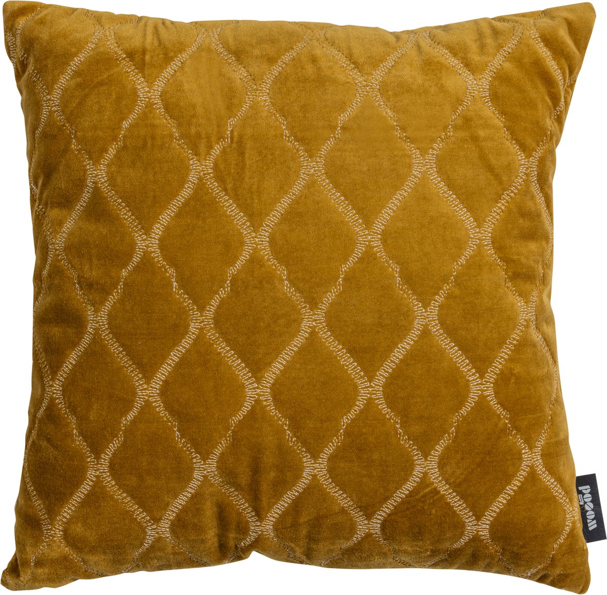 WOOOD Nella Kussen - Velvet - Warm Geel - 45x45x10 warm yellow