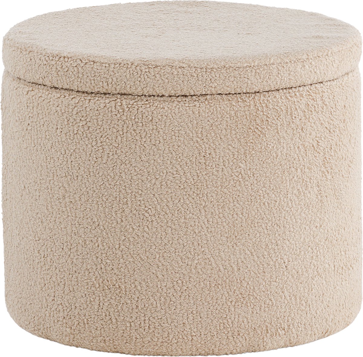 Nest living Amelia Poef Teddystof Beige - Met Opbergruimte - Rond - Met Deksel - Ø 51 x 43 cm