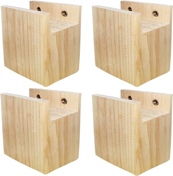 Foto: Meubelverhogers 4 stuks houten bedverhoging en tafelverhoger olifantenvoet bed riser met 10 cm hoogte hoogwaardig massief hout set van 10 x 2 x 10 cm