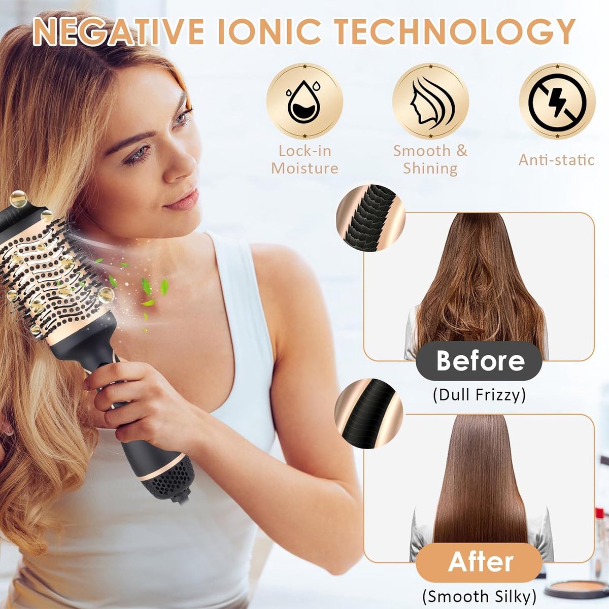 Brosse Sèche-cheveux 1000W MEDIA WAVE - 3 Vitesses, Réf. MWS17856 - Neuf, Livraison Rapide