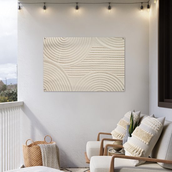 Affiche de jardin 120x80 cm - Décoration de jardin Motif - Abstrait - Wit - Affiche pour le jardin - Décoration extérieure - Peinture de jardin de clôture - Décoration murale en tissu de jardin - Décoration murale en tissu de balcon