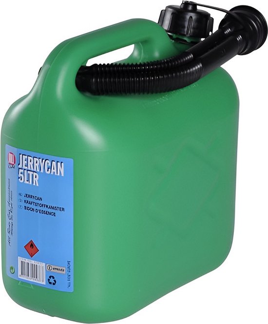 Foto: Jerrycan voor brandstof 5 liter groen incl schenktuit voor o a benzine en diesel