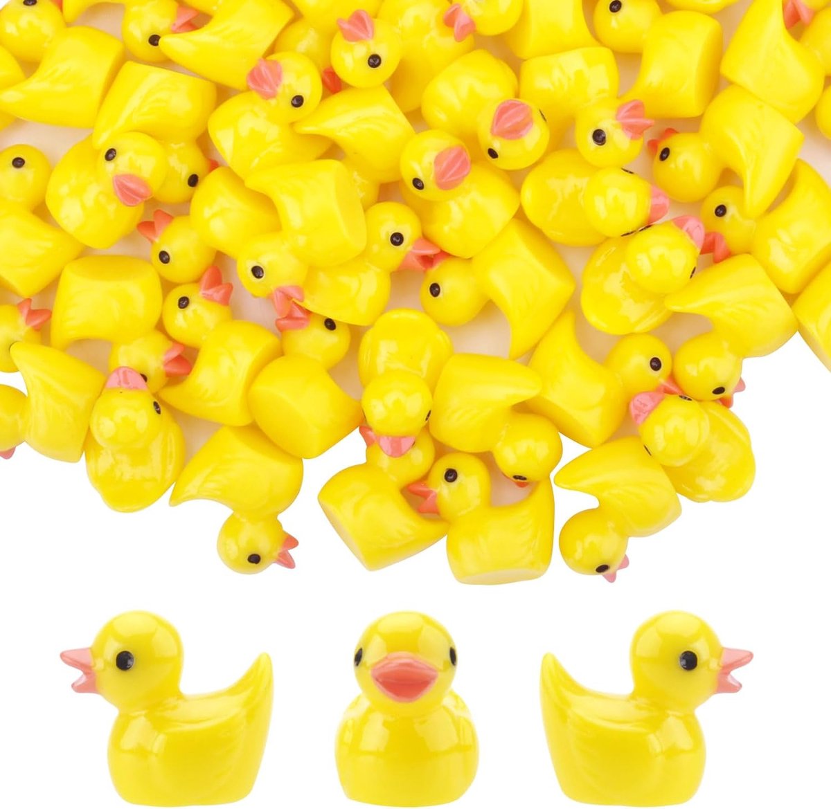 Merkloos HENGBIRD Mini-eenden van hars 100 stuks miniatuur-eendfiguren kleine eenden mini-eenden hars kleine eendjes voor doe-het-zelf potten micro landschapsdecoraties aquarium tuin landschap