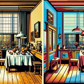 Pop art vermeer schilderij | Vibrant Vermeer: A Contemporary Twist on Classic Dutch Masterpieces | Kunst - 40x40 centimeter op Dibond | Foto op Dibond