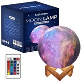 Maanlamp - Maan lamp - Maanlampje - Galaxy Maanlamp Nachtlamp - 15 cm - 3D geprint - 16 kleuren - draadloos - Paars - Tafellamp - Dimbaar - Met afstandsbediening - Verbeterd model - Grote batterij - Mobstore