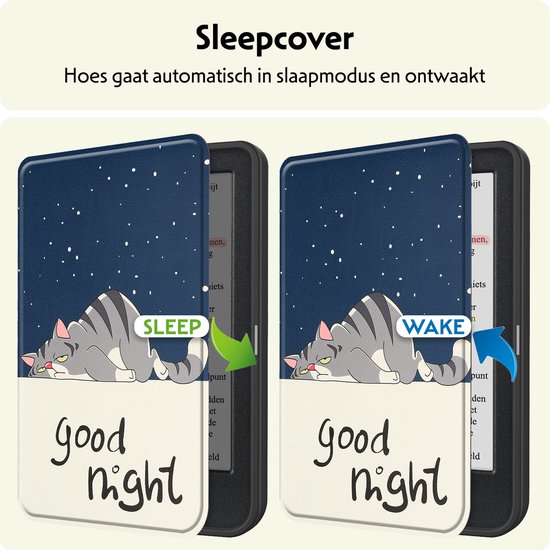 Hoesje Geschikt voor Kobo Clara Colour Hoes Bescherm Hoesje Case Sleep Cover Met Screenprotector - Hoes Geschikt voor Kobo Clara Colour Hoesje - Kat van Hoesje  — afbeelding 3