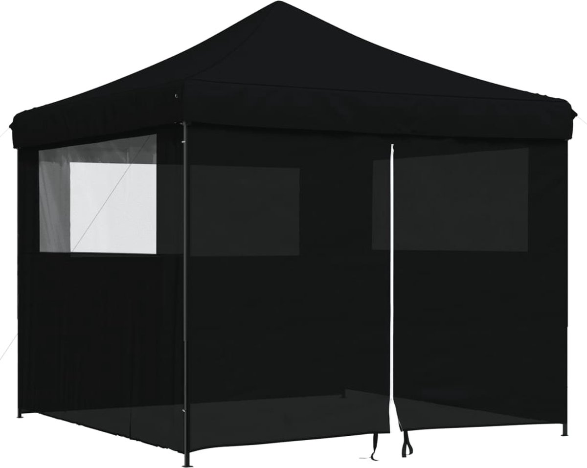 vidaXL - Partytent - inklapbaar - pop-up - met - 4 - zijwanden - zwart
